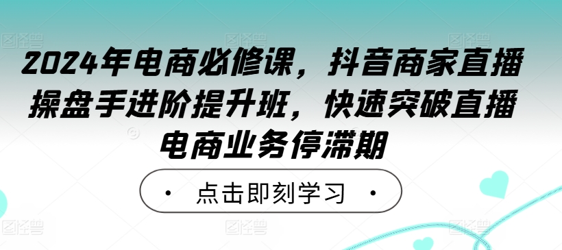 2024年电商必修课，抖音商家直播操盘手进阶提升班，快速突破直播电商业务停滞期-葛仙仙资源库