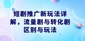 短剧推广新玩法详解,流量剧与转化剧区别与玩法-葛仙仙资源库