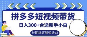 拼多多短视频带货日入300+有长期稳定被动收益,合适新手小白【揭秘】-葛仙仙资源库