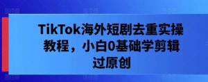 TikTok海外短剧去重实操教程,小白0基础学剪辑过原创-葛仙仙资源库