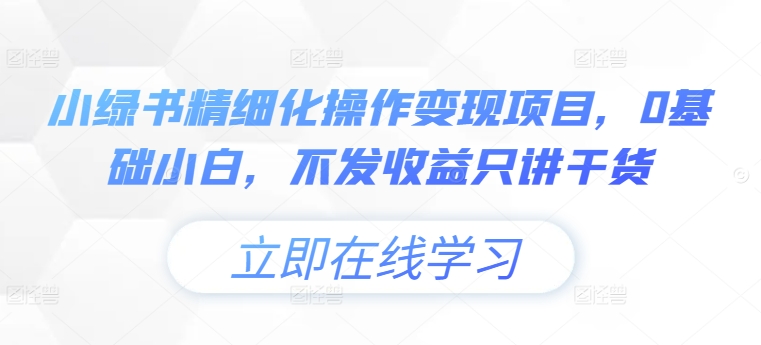 小绿书精细化操作变现项目，0基础小白，不发收益只讲干货-葛仙仙资源库