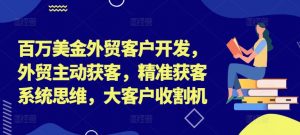 百万美金外贸客户开发,外贸主动获客,精准获客系统思维,大客户收割机-葛仙仙资源库
