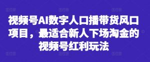 视频号AI数字人口播带货风口项目,最适合新人下场淘金的视频号红利玩法-葛仙仙资源库