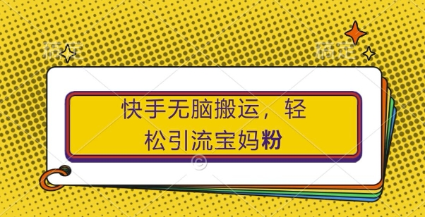 快手无脑搬运，轻松引流宝妈粉，纯小白轻松上手【揭秘】-葛仙仙资源库