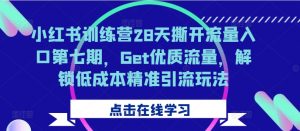 小红书训练营28天撕开流量入口第七期,Get优质流量,解锁低成本精准引流玩法-葛仙仙资源库