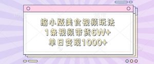 缩小版美食视频玩法,1条视频带货6W+,单日变现1k-葛仙仙资源库