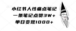 小红书人性痛点笔记,一条笔记点赞3W+,单日变现1k-葛仙仙资源库
