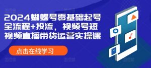 2024蝴蝶号零基础起号全流程+投流,视频号短视频直播带货运营实操课-葛仙仙资源库