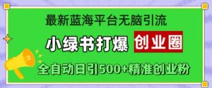 最新蓝海平台无脑引流,小绿书打爆创业圈,全自动日引500+精准创业粉-葛仙仙资源库