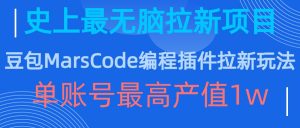 豆包MarsCode编程插件拉新玩法,史上最无脑的拉新项目,单账号最高产值1w-葛仙仙资源库