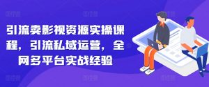 引流卖影视资源实操课程,引流私域运营,全网多平台实战经验-葛仙仙资源库