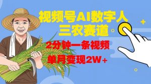 视频号AI数字人玩转三农赛道,2分钟一条视频,单月变现2W+-葛仙仙资源库