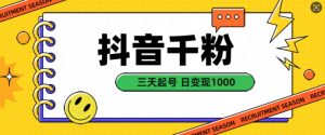 抖音千粉项目,自然涨粉变现,三天起号,日变现1k【揭秘】-葛仙仙资源库