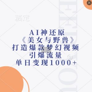 AI神还原《美女与野兽》,打造爆款梦幻视频,引爆流量,单日变现1k-葛仙仙资源库