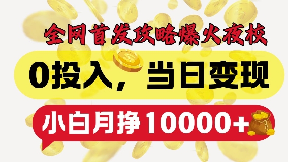 全网首发爆火夜校，0投入，当日变现，小白轻松月入1w+【揭秘】-葛仙仙资源库