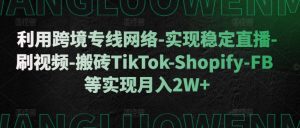 利用跨境专线网络-实现稳定直播-刷视频-搬砖TikTok-Shopify-FB等实现月入2W+【揭秘】-葛仙仙资源库