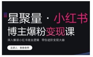 小红书博主爆粉变现课,深入解读小红书商业逻辑,带你进阶变现大咖-葛仙仙资源库