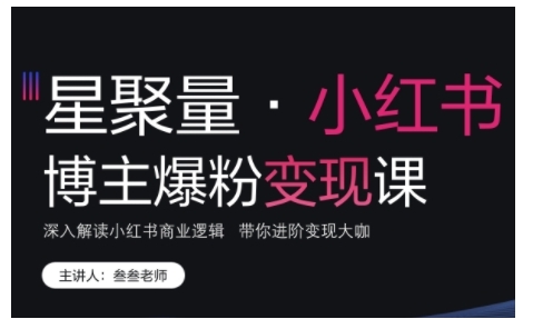 小红书博主爆粉变现课，深入解读小红书商业逻辑，带你进阶变现大咖-葛仙仙资源库
