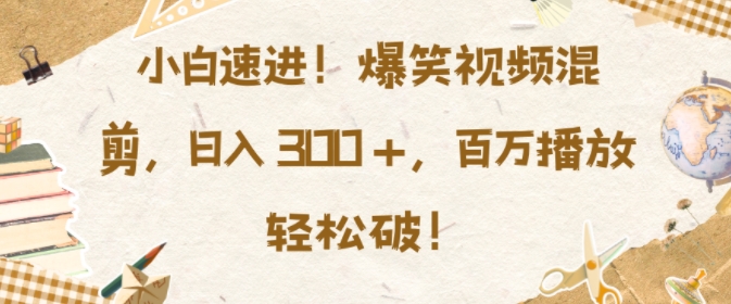 小白速进，爆笑视频混剪，日入3张，百万播放轻松破【揭秘】-葛仙仙资源库
