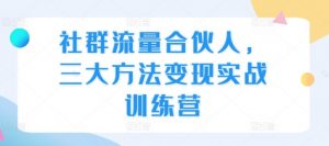 社群流量合伙人,三大方法变现实战训练营-葛仙仙资源库