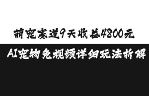萌宠赛道9天收益4800元，AI宠物免视频详细玩法拆解-葛仙仙资源库