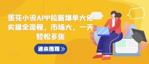 蛋花小说APP拉新爆单大佬实操全流程,市场大,一天轻松多张-葛仙仙资源库