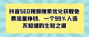 抖音SEO视频搜索优化获取免费流量挣钱,一个99%人还不知道的生财之道-葛仙仙资源库
