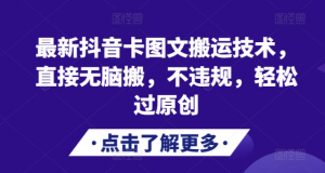 最新抖音卡图文搬运技术,直接无脑搬,不违规,轻松过原创-葛仙仙资源库