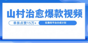 山村治愈视频,单条视频爆15万点赞,日入1k-葛仙仙资源库