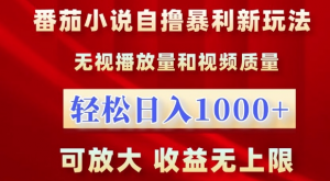 番茄小说自撸暴利新玩法，无视播放量，轻松日入1k，可放大，收益无上限【揭秘】-葛仙仙资源库