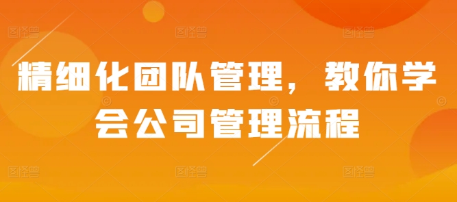 精细化团队管理，教你学会公司管理流程-葛仙仙资源库
