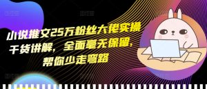 小说推文25万粉丝大佬实操干货讲解,全面毫无保留,帮你少走弯路-葛仙仙资源库