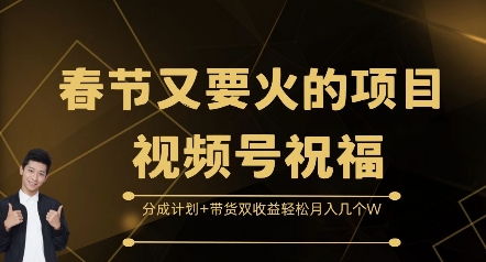 春节又要火的项目视频号祝福，分成计划+带货双收益，轻松月入几个W【揭秘】-葛仙仙资源库