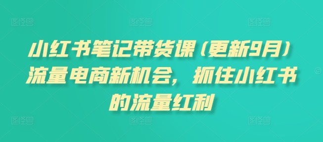 小红书笔记带货课(更新12月)流量电商新机会，抓住小红书的流量红利-葛仙仙资源库