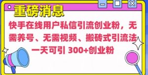 快手最新引流创业粉方法,无需养号、无需视频、搬砖式引流法【揭秘】-葛仙仙资源库