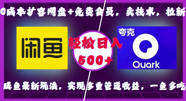 0成本扩容网盘+免费会员，卖技术，拉新，咸鱼最新玩法，实现多重管道收益，一鱼多吃，轻松日入500+-葛仙仙资源库