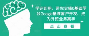 学完即用,带你实操0基础学会Google精准客户开发,成为外贸业务高手-葛仙仙资源库