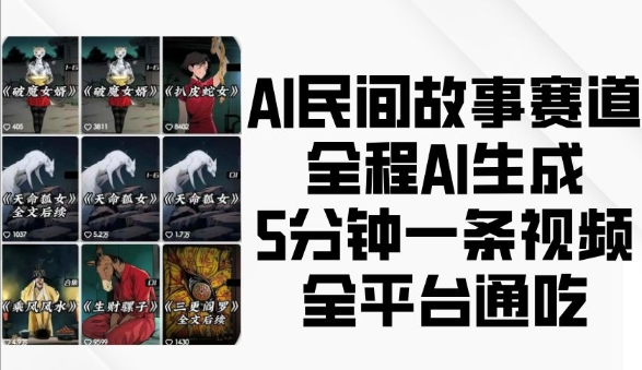 AI民间故事赛道，全程AI生成5分钟一条视频，全平台通吃-葛仙仙资源库