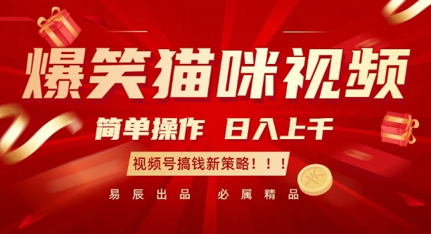 爆笑猫咪视频：简单操作，日入过K，视频号搞钱新策略【揭秘】-葛仙仙资源库