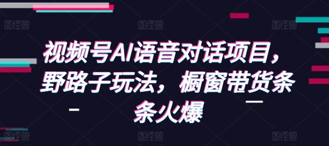 视频号AI语音对话项目，野路子玩法，橱窗带货条条火爆-葛仙仙资源库