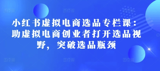 小红书虚拟电商选品专栏课：助虚拟电商创业者打开选品视野，突破选品瓶颈-葛仙仙资源库