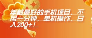 年前最好的手机项目,不用一分钟,单机操作,日入2张【揭秘】-葛仙仙资源库