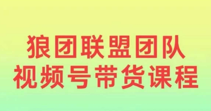 狼团联盟2024视频号带货，0基础小白快速入局视频号-葛仙仙资源库