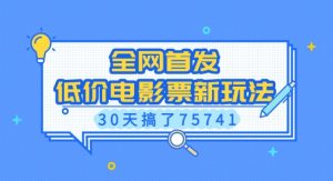 全网首发,低价电影票新玩法,已有人30天搞了75741【揭秘】-葛仙仙资源库