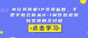 小红书商业IP变现私教,手把手教会你从0-1制作短视频到变现的全过程-葛仙仙资源库