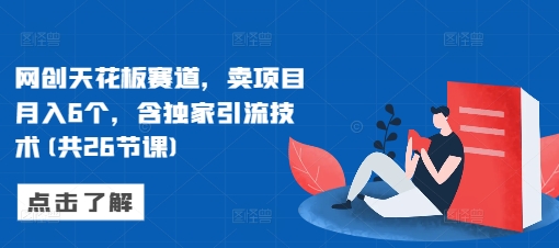 网创天花板赛道，卖项目月入6个，含独家引流技术(共26节课)-葛仙仙资源库