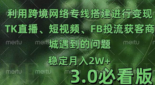 利用跨境电商网络及搭建TK直播、短视频、FB投流获客以及商城遇到的问题进行变现3.0必看版【揭秘】-葛仙仙资源库