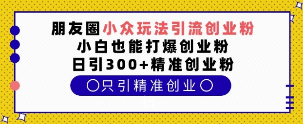 朋友圈小众玩法引流创业粉，小白也能打爆创业粉，日引300+精准创业粉【揭秘】-葛仙仙资源库