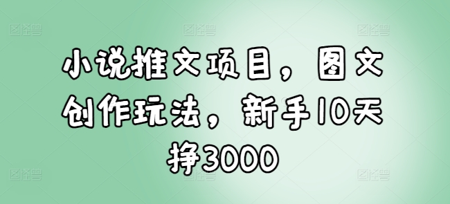 小说推文项目，图文创作玩法，新手10天挣3000-葛仙仙资源库