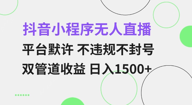 抖音小程序无人直播 平台默许 不违规不封号 双管道收益 日入多张 小白也能轻松操作【仅揭秘】-葛仙仙资源库